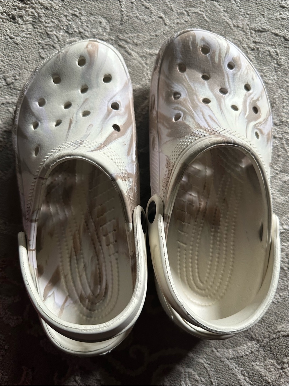 Kids Cream Marble-Pattern Clog Shoes